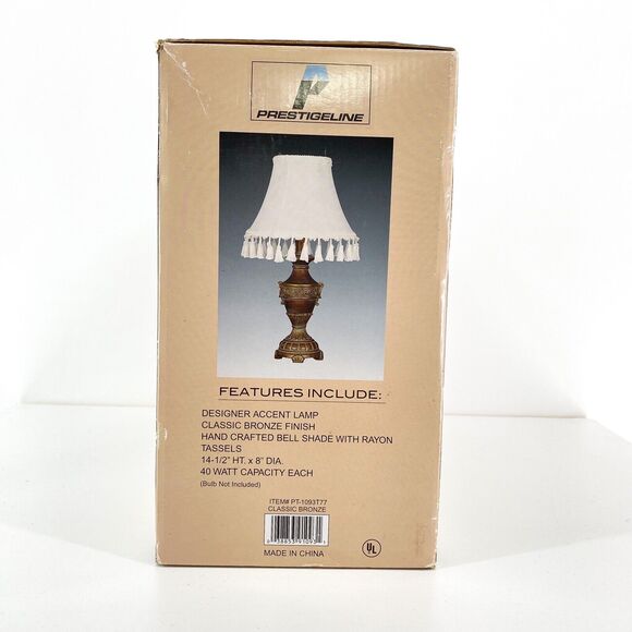Prestigeline Lamp Tassel Bronze Finish Accent Bellshade MCM VTG Nightstand NEW - Picture 3 of 5